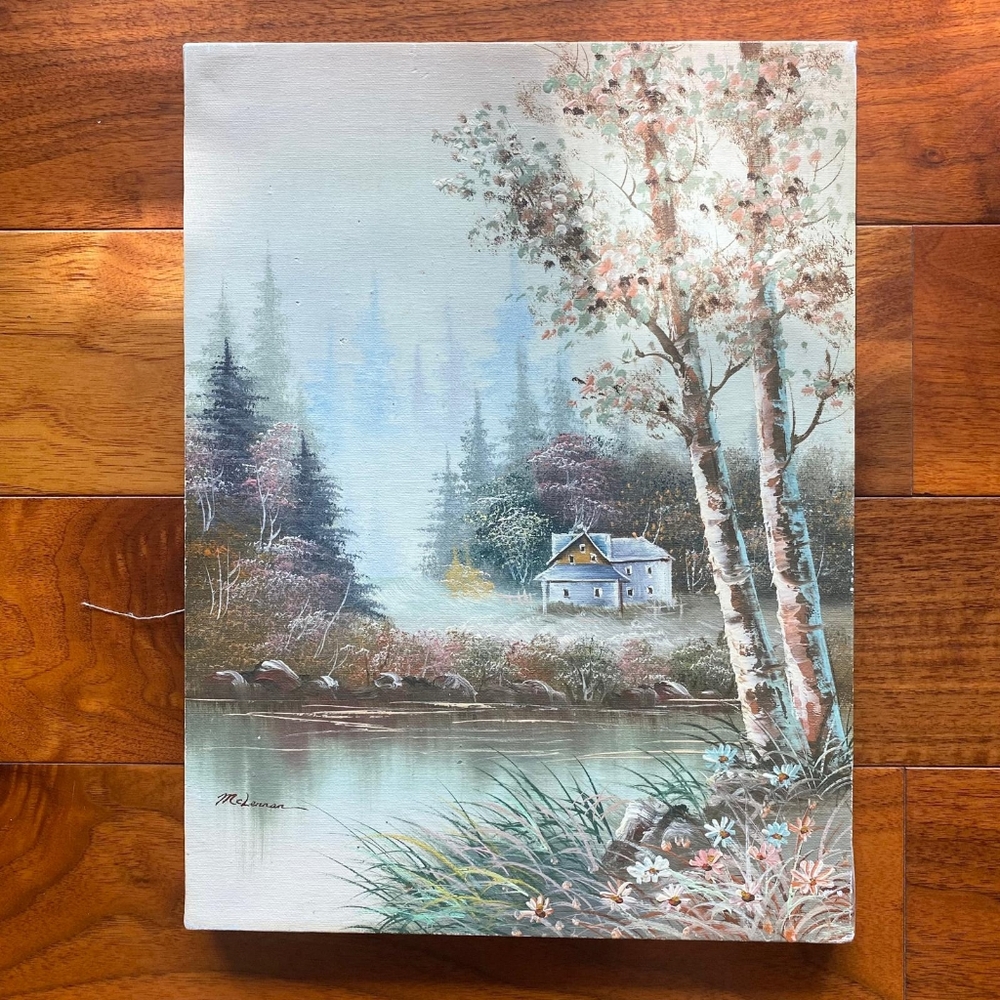 Vintage Cabin In The Wood McClennan Oil Painting Art Affaire Certified Authentic